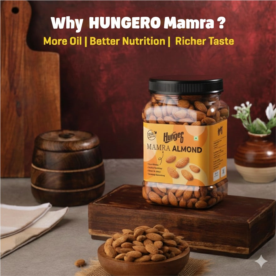 Hunger 0 Mamra Almonds (Badam) Premium Quality | Raw, Natural & Crunchy | Rich in Protein & Healthy Fats