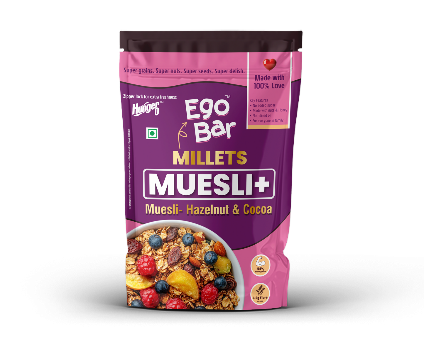 Hunger 0 Ego Bar™ Premium Millet Muesli | No Added Sugar | High Fiber Energy Breakfast