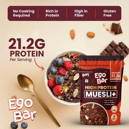 Hunger 0 Ego Bar™ High Protein Muesli | No Added Sugar | High Fiber Energy Breakfast