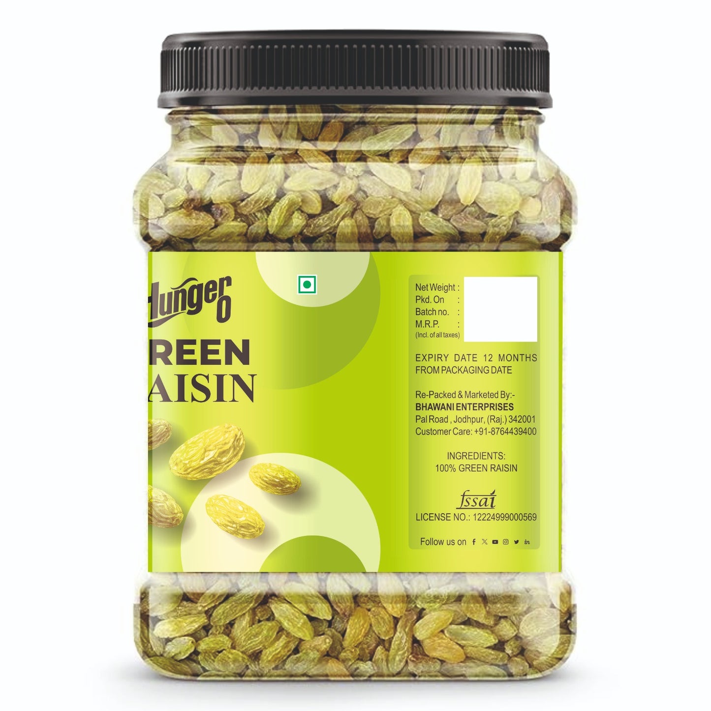 Hunger 0 Premium Green Raisins (Kishmish)