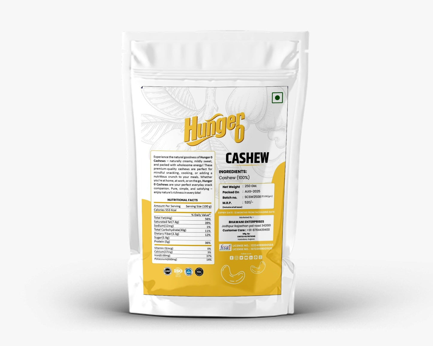 Hunger 0 Whole Cashew Nuts Premium Quality