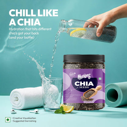 Hunger 0 Chia Seeds Premium Quality | Raw & Natural | Rich in Fiber, Protein & Omega-3 Superfood