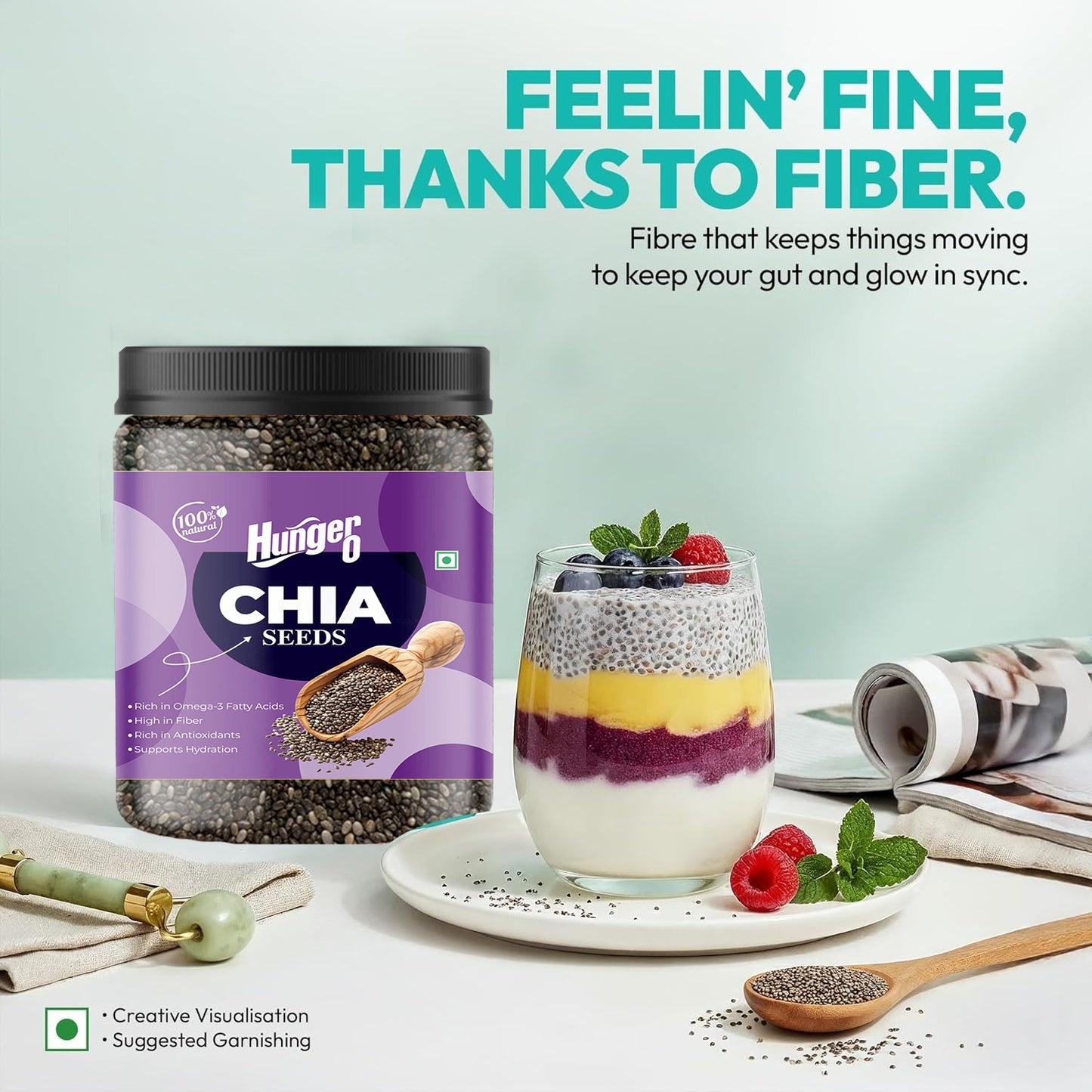 Hunger 0 Chia Seeds Premium Quality | Raw & Natural | Rich in Fiber, Protein & Omega-3 Superfood