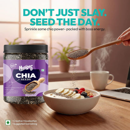 Hunger 0 Chia Seeds Premium Quality | Raw & Natural | Rich in Fiber, Protein & Omega-3 Superfood